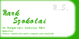 mark szokolai business card